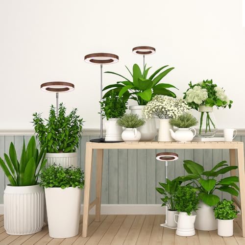 Yadoker 144 LEDs Plant Grow Light for Indoor Plant,Walnut Wood Grain Aluminum LED Grow Light with Black Base, Height Adjustable,6.3" Aluminum Housing,Automatic Timer with 8/12/16 Hours,2 Pack - Image 5