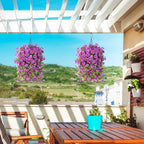 Homsunny Artificial Faux Hanging Flowers Plants Baskets for Outdoor Spring Summer Decorations,Resistant Fake Morning Glory Silk Plants for Outside UV Resistant Patio Yard Home Porch Decor(Gradient) - Image 3