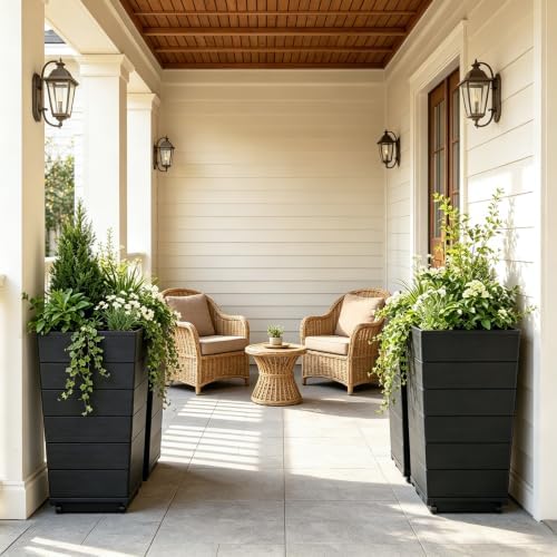 Resin Tall Planters Set of 4, 23" Large Taper Outdoor Planter Pots - Image 2