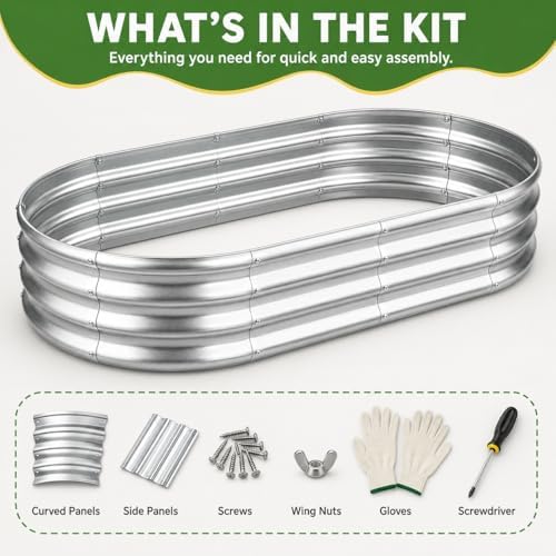 HOOPLE 2 Pack Raised Garden Bed 4x2x1FT, Galvanized Metal Raised Garden Bed Outdoor, Oval Design with Open Base for Better Drainage, Compact Garden Bed for Vegetables, Herbs & Flowers - Image 7