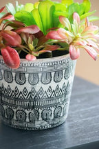 S/3 Terracotta Pots with Black and White Geometric Design - Same Size, Crackled Finish, Decorative Planters for Succulents, Indoor/Outdoor Plant Pots, Boho Vintage Home Décor - D5.5 x 4.5 - Image 4