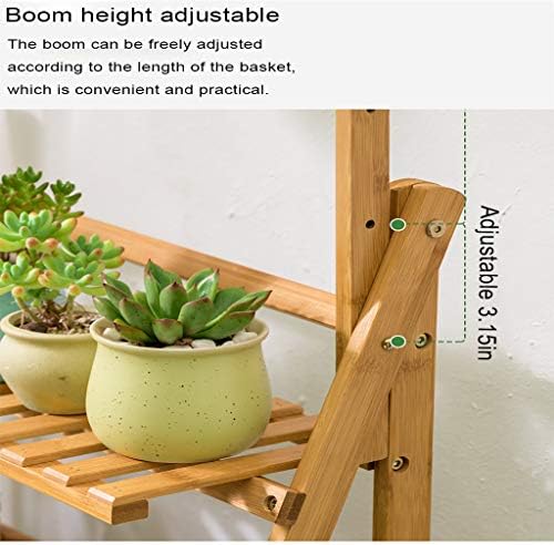 Naano 【USA RAPID 3 Tier Foldable Hanging Plant Stand Bamboo Planter Shelves Flower Pot Organizer Storage Rack Folding Display Shelving Plants Shelf Unit Holder Indoor Outdoor Garden (Wood color) - Image 2