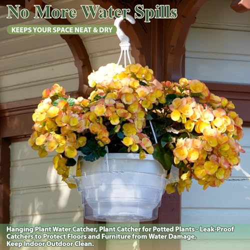 12" 12-Pack Clear Hanging Plant Basket Drip Pans Water Catcher Tray - Image 3