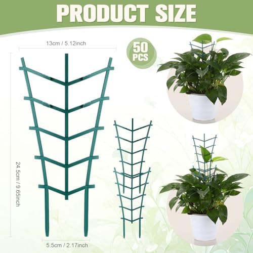 50 Pack Plant Trellis for Pots Garden Trellis for Potted Plants Flower Pots Support Stackable Plastic Mini Trellis for Climbing Plants Peas(Straight Line) - Image 2