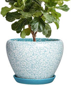 Ceramic Flower Pots, 10 Inch Ceramic Planter, Crackle Blue by Thirtypot