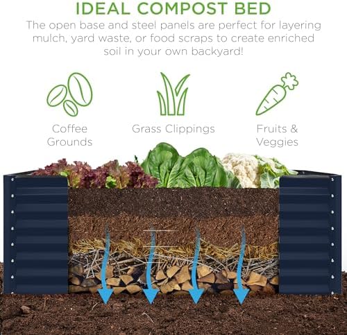 Best Choice Products 6x3x2ft Outdoor Metal Raised Garden Bed, Deep Root Box Planter for Vegetables, Flowers, Herbs, 269 Gallon Capacity, 100% Non Toxic Materials - Navy - Image 4