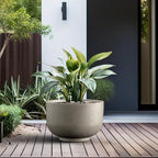 Kante Accent Round Pedestal Weathered Concrete Planter 17.7" Dia, Outdoor - Image 5