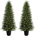 Mavis's Diary 5ft Artificial Cedar Topiary Tree, Set of 2 Realistic Faux Evergreen Shrub Plant in Planter, Indoor Outdoor Fake Cedar Tree for Front Porch, Entryway, Office & Home Decor by MavissDiary