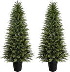 Mavis's Diary 5ft Artificial Cedar Topiary Tree, Set of 2 Realistic Faux Evergreen Shrub Plant in Planter, Indoor Outdoor Fake Cedar Tree for Front Porch, Entryway, Office & Home Decor by MavissDiary