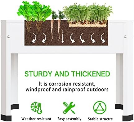 PROXRACER Raised Garden Bed with Detachable Legs Elevated Metal Planter Box for Growing Fresh Herbs Vegetables Flowers Succulents&Other Plants for Outdoor Backyard Patio Deck Balcony White S - Image 4