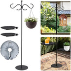 74" Shepherd's Hook Stand Plant，Wind Chime Hanger Stand, Bird Feeder,Waterproof Metal & Adjustable-Height Standing Pole Holder for Lantern and Wreath, Indoor & Outdoor by Ribgwo