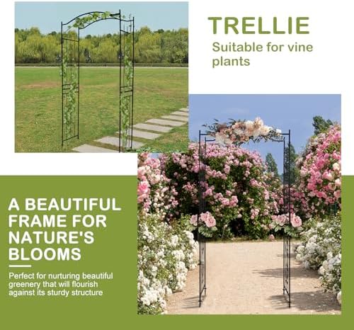 Outvita Black 7.5FT Steel Garden Arch Trellis for Climbing Vines & Roses - Image 6