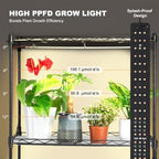 VEVOR Plant Stand with Grow Light, 4-Tier Plant Shelfwith 45W Full Spectrum LED, 3 Mode Plant Light with Timer and Wheel for Seed Starting, Metal Plant Rack for Indoor Plants - Image 4