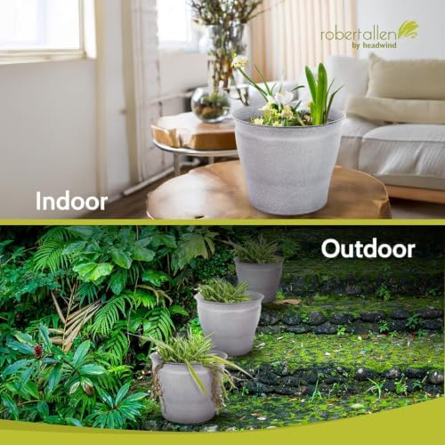 Headwind Natural Ironstone Timberline - 14" Pearl White Decorative Planter for Outdoor Pots for Plants – Modern Indoor Plant Pots, Large & Small Planters for Indoor Plants by Robert Allen 2-Pack - Image 7