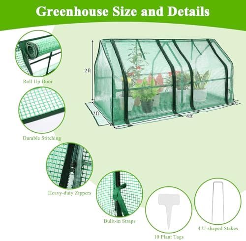 U'Artlines Portable Mini Greenhouse Small Green House 47x24x24 Inch - Image 2