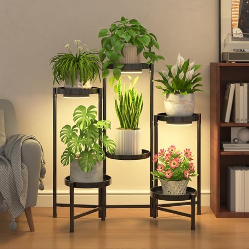 iDavosic.ly Plant Stand Indoor with Grow Lights, 6 Tier Metal Shelf, Black by iDavosicly