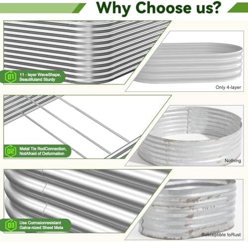 2 Pack Tall 8x4FT Corrugated Galvanized Steel Raised Garden Bed Outdoor, Metal Above Ground Garden Bed for Vegetables and Flowers, Raised Beds for Gardening - Image 3