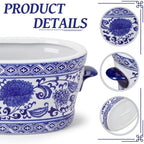 LemonRoad Blue and White Chinoiserie Ceramic Planter, Lotus - Image 6