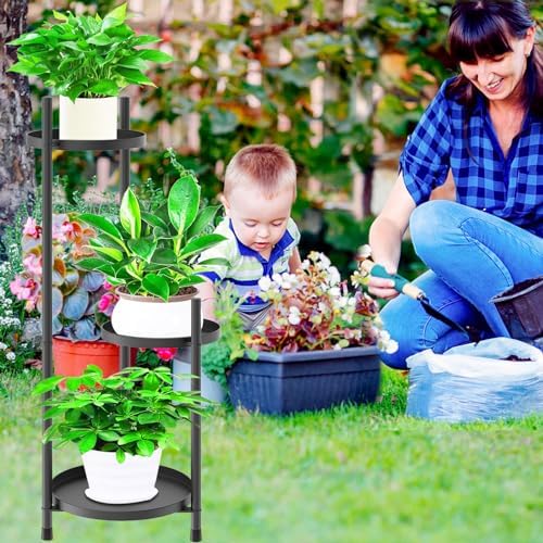3 Tier Plant Stand Indoor Tall, Black Metal Corner Plant Stands for Indoor Multiple Plants, Flower Pot Stands Outdoor Holders Plant Shelf Display Rack for Garden Balcony Patio Living Room - Image 5