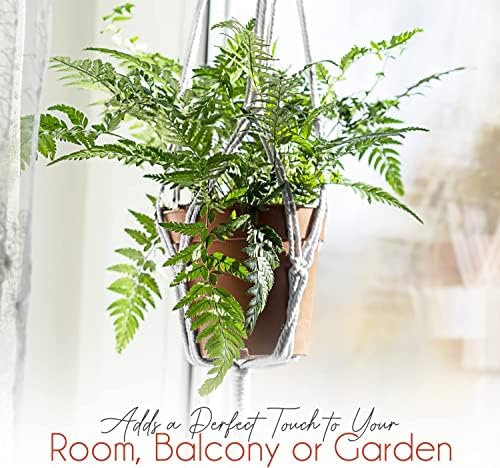 Plant Hanger Indoor, Macrame Plant Hangers Indoor Macrame Hanging Planters for Indoor Plants - 6 Pack Hanging Plant Holders Indoor Hanging, Macromay Plant Hangers for Indoor Plant Hanger,Gray - Image 3