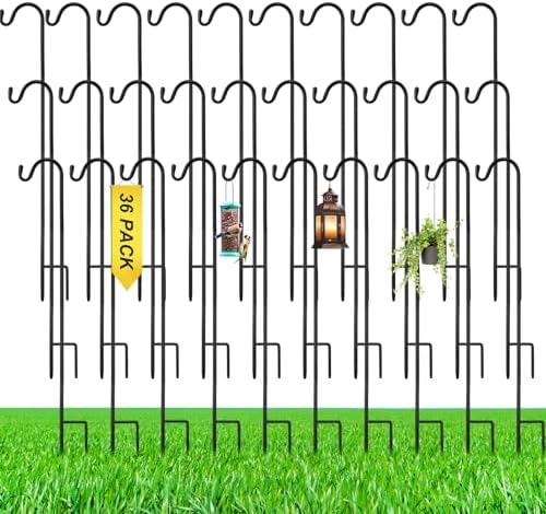 36 Pcs 24 Inch Shepherd Hook for Outdoor Adjustable Bird Feeder Pole by Yetene