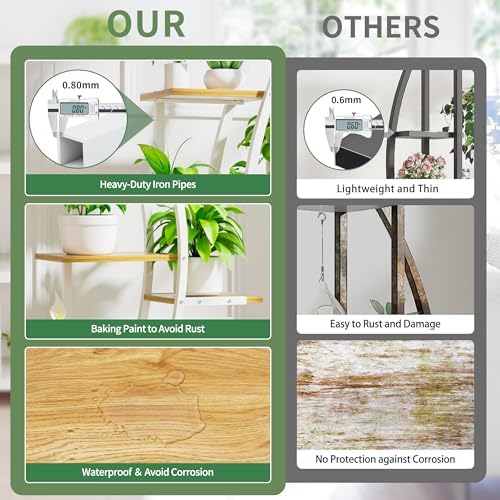 56" Plant Stand Indoor with Grow Lights, 7 Tiered Tall Metal Plant Shelf - Image 4