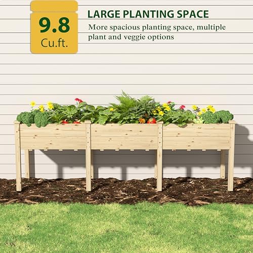 MUPATER 96 x 24in Cedar Wood Raised Garden Bed, Large Elevated Planter Box - Image 5