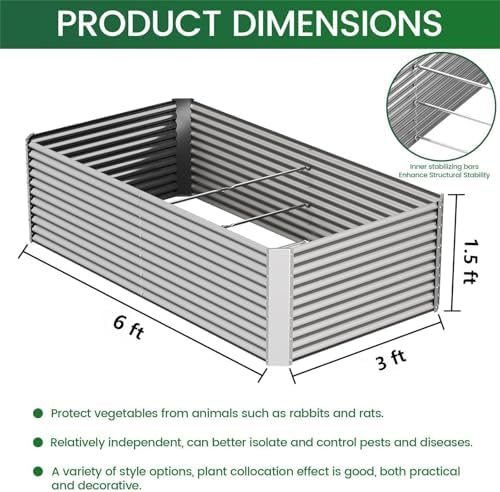 2pcs Tall Galvanized Raised Garden Bed Outdoor,Steel Garden Bed for Vegetables,Above Ground Garden Box for Flower,Metal Raised Beds for Gardening - 6x3ft - Image 3