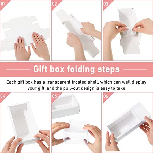 Roowest 50 Sets Gift Boxes Kraft with Tags, 6.3 x 3.5 x 2 Inch, White - Image 4