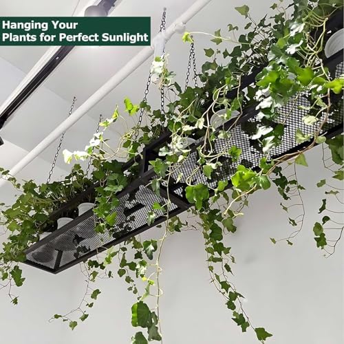 Ceiling Hanging Plant Shelf, Indoor Outdoor Flower Pot Stand, Floating Suspended Shelving Iron Frame for Bar Flower Shop Balcony Cafe Decoration(140x25x15cm) - Image 5