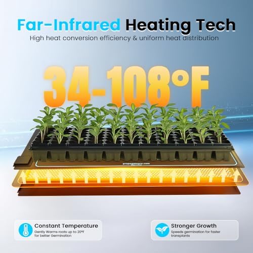 Seedling Heating Mat | Fits (1) Standard 1020 Tray | Germination Grow Heat Pad for Seed & Starter Plants Soil Warmer for Indoor Home Gardening (20x48 Single + Heating Thermostat) - Image 2