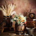 GlikCeil 4 Pcs Wood Wine Barrel Vase Flower Vase Container, 8 x 6.5 Inch - Image 3