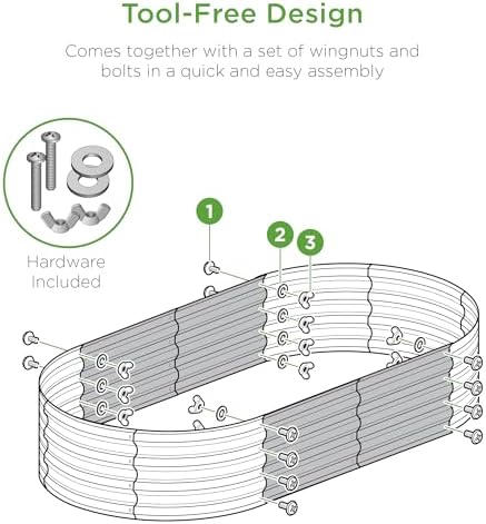 Best Choice Products 4x2x1ft Outdoor Metal Raised Garden Bed Outdoor, Oval Deep Root Planter Box for Vegetables, Flowers, & Herbs, 51 Gallon Capacity, Rubber Edge Guard, 100% Non-Toxic - Wood Grain - Image 5