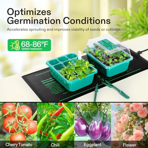VIVOSUN 2 Pack Durable Waterproof Seedling Heat Mat Warm Hydroponic Heating Pad 10’’ x 20.75’’ and Digital Heat Mat Thermostat Temperature Controller 40–108 ºF for Reptiles, Seedlings, Germination - Image 5
