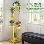 TOSKING Tall 5-Tier Square Plant Stand Indoor Outdoor, Anti-Tip, Yellow - Image 5