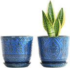 Gepege Ceramic Plant Pots, 6 Inch Indoor Planters with Drainage & Saucers by Gepege