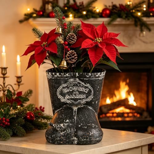Vintage Distressed Metal Boot Planter with Bird Accent Farmhouse Decorative Plant Pot for Succulents, Small Plants & Floral Arrangements, Boot-Shaped Flower Pot for Indoor Outdoor Garden Balcony Decor - Image 5