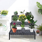 aboxoo 3-Tier Stair Style Metal Plant Stand, Large Indoor Outdoor Shelf - Image 5
