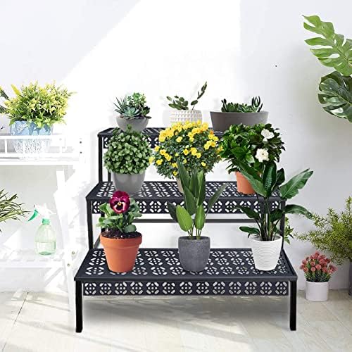 aboxoo 3-Tier Stair Style Metal Plant Stand, Large Indoor Outdoor Shelf - Image 5