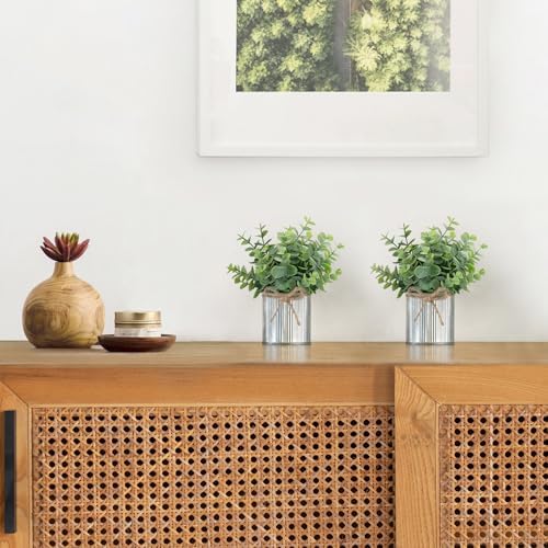 Mkono Fake Hanging Plant with Pot, Artificial Plants for Home Decor Indoor Macrame Plant Hanger and 2 Packs Small Fake Plants in Farmhouse Galvanized Pots - Image 6