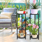 2 Tier Plant Stand Indoor, Black Corner Tiered Tall Plant Stand for Outdoor Multiple Plants, Metal Flower Pot Stands Holders Plant Display Shelf for Balcony Living Room Garden Patio(2Pcs) - Image 4