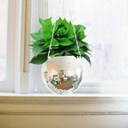 Disco Ball Planter,Disco Ball Plant Hanger,Mirror Disco Planter with Chain and Macrame Hanger,Boho Disco Ball Hanging Planter for Indoor Outdoor Plants,Home Decor (6inch, Green) - Image 3