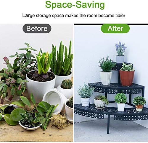 aboxoo 3-Tier Metal Plant Stand, Stair-Step Corner Shelf for Indoor/Outdoor - Image 3