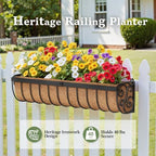 VOXOR Railing Planter Boxes, 30 Inch Window Boxes Planters, Balcony Planters with Adjustable Brackets & Coco Liner for Outdoor Fence, Deck, Porch, and Patio Gardening, 3 Pack - Image 3