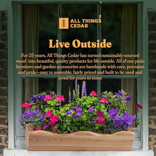 All Things Cedar Window Planter Box, Wall Mount, Natural, 22 x 7 x 6 in - Image 5