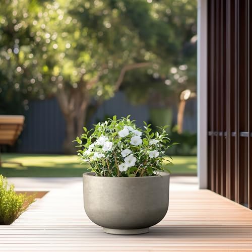 Kante Accent Round Pedestal Weathered Concrete Planter 17.7" Dia, Outdoor - Image 4