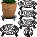 4 Packs Metal Plant Caddy with Wheels 13 inches Heavy-Duty Iron Rolling Plant Stand with Casters Indoor Outdoor Wheeled Plant Roller Base Pot Movers Plant Dolly Coaster Trolley Black by Planterhoma