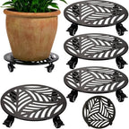 4 Packs Metal Plant Caddy with Wheels 13 inches Heavy-Duty Iron Rolling Plant Stand with Casters Indoor Outdoor Wheeled Plant Roller Base Pot Movers Plant Dolly Coaster Trolley Black by Planterhoma