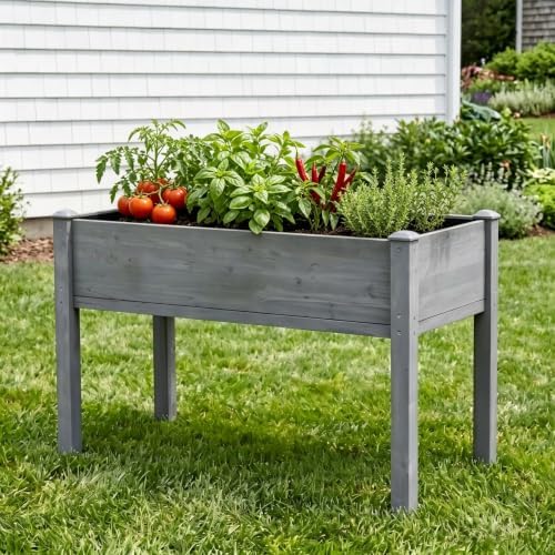 Elevated Wooden Raised Garden Bed, Standing Raised Planter Box with Legs, Outdoor Wooden Plant Container for Vegetables, Herbs, Flowers, Backyard Patio Deck Gardening by Unknown