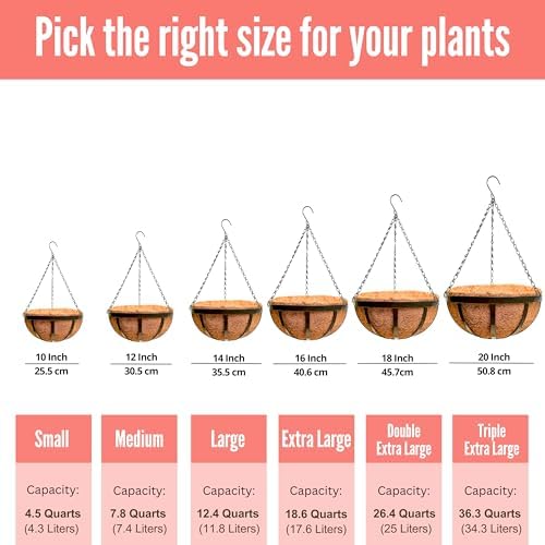 LaLaGreen Deck Hanging Baskets (16 in, 4 Pack) Black Coco Liner Flower Pots - Image 3
